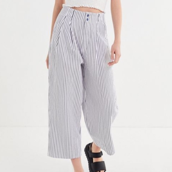 Urban Outfitters Pants - UO Pleated Pin Striped High-Waisted Trouser Pant